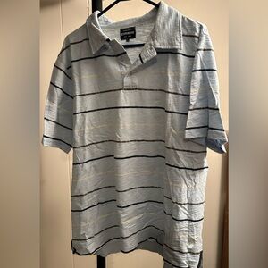 Converse Men's Light Blue and Navy Striped Polo